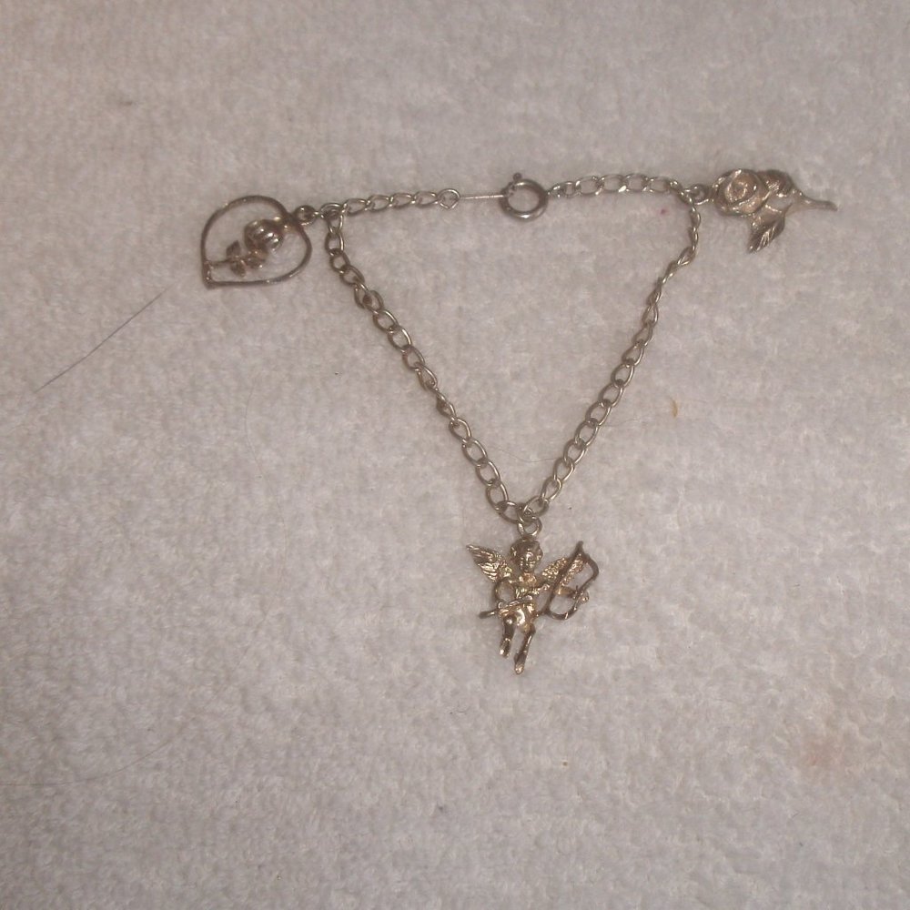 Sterling silver bracelet roses angel charms
